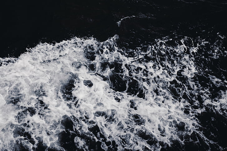dark, ocean, sea, sea foam, splash, water, wave