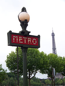 Paris, França, metrô, Torre Eiffel, Europa