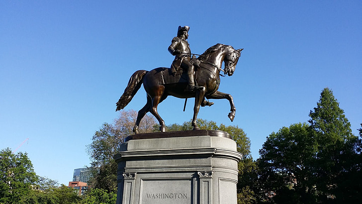 Boston, Washington, estátua, comum, cavalo, Marco, Parque