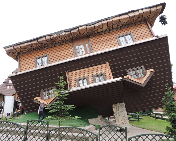 house, inverted, wooden construction