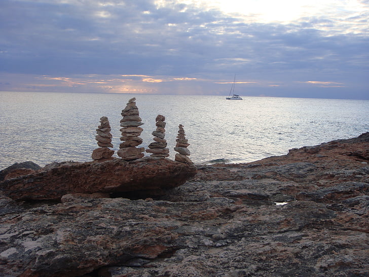 Deniz, taşlar, Sahil, Mallorca, manzara, su, çakıl taşları