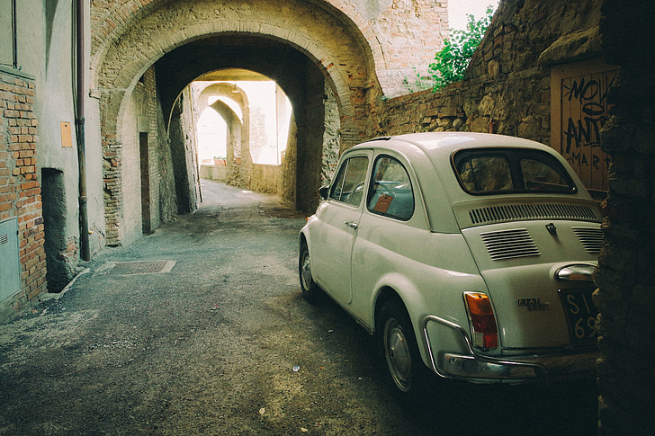 Fiat, auto, ročník, Itálie, ulice, cesta, oldschool