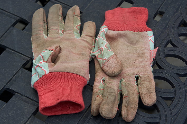 gloves, garden, dirty, gardening, agriculture, work, plant