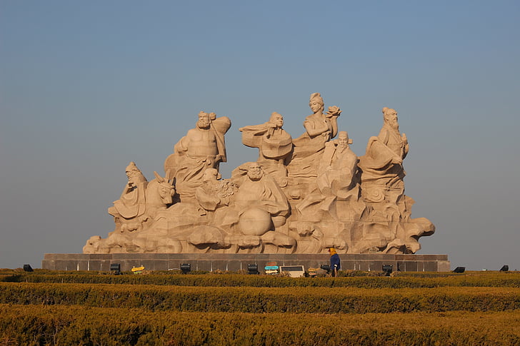 the scenery, statue, the eight immortals, penglai, sculpture