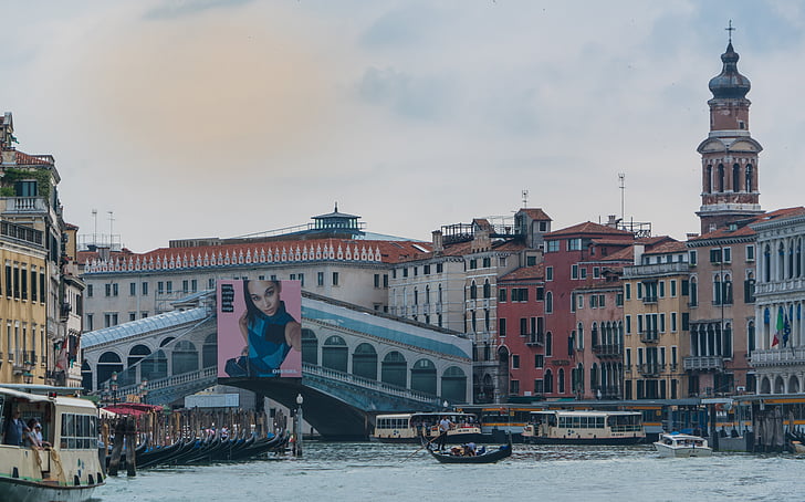 Benátky, Taliansko, Most Rialto, západ slnka, Európa, Canal, Cestovanie