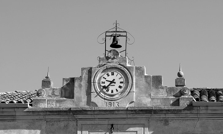hodiny, městská radnice, zvonek, Zvonice, Francie, Corbières