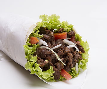 kebab, sendvič, vepřové maso, jídlo, rychlý, jídlo, oběd