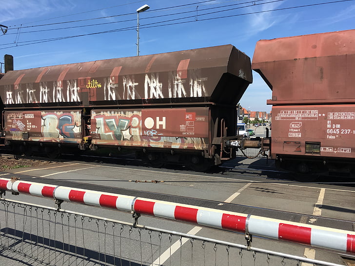 vlak, graffiti, Nemecko, železničná, železnice, preprava, lokomotíva