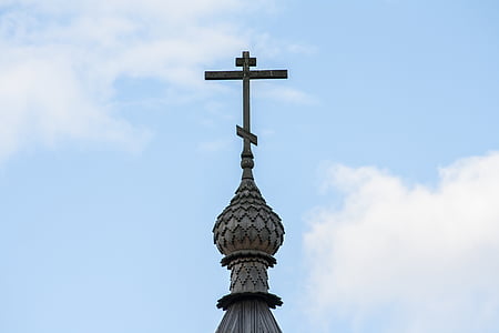 Kreuz, Kirche, Orthodoxie, Russland, Himmel, Wolken
