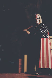 person, u, s, flag, costume, dark, standing