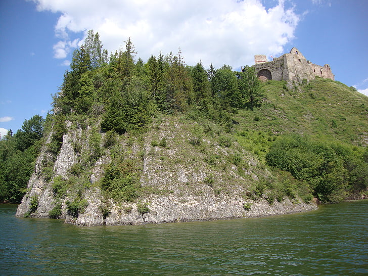Czorsztyn, Poljska, dvorac, ostaci na, stijene