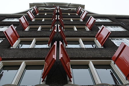 Fensterläden, rot, Dordrecht, Haus, Kanal, Stadtbild, Niederlande