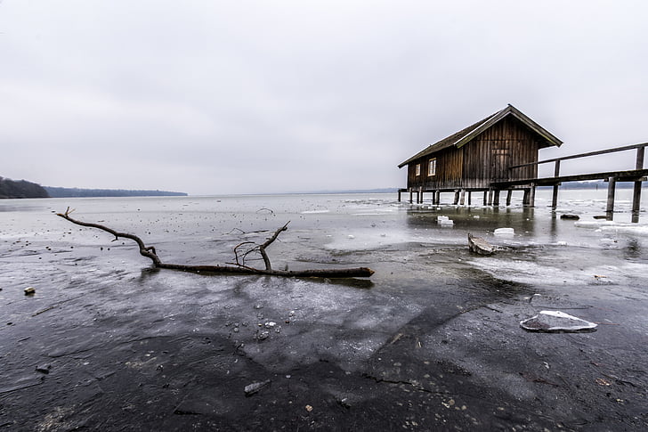 Ammersee, Nhà thuyền, đông lạnh, nước, Lake, web, Bayern