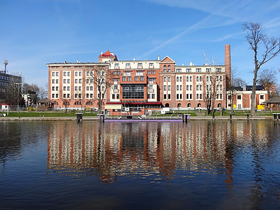 sloneczny mlyn, khách sạn, Bydgoszcz, bờ sông, Lake, nước, phản ánh