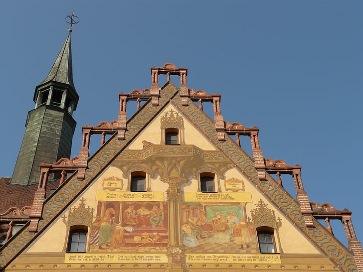 Page d’accueil, bâtiment, façade, architecture, Hôtel de ville, Ulm, Allemagne