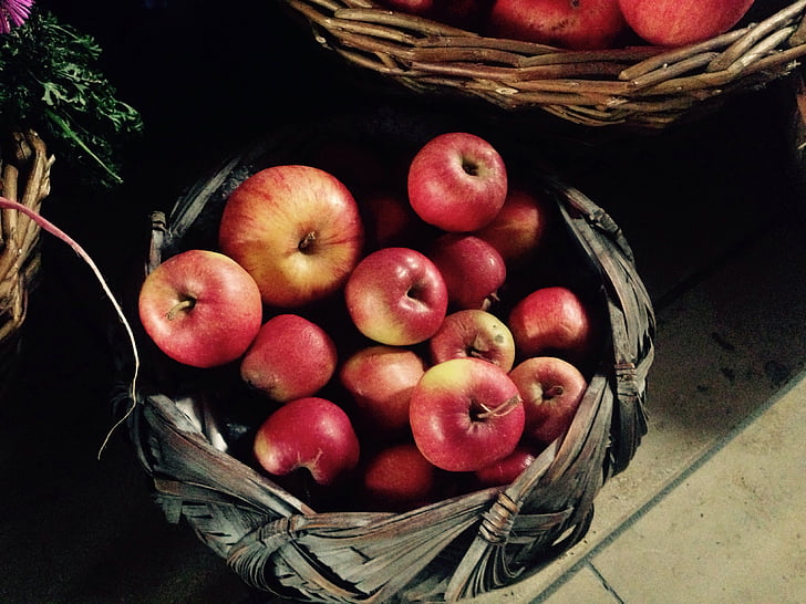 apple, fruit, healthy, basket, thanksgiving, harvest, autumn