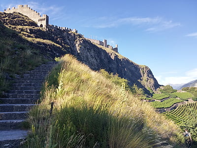 Castle, Sion, Sveitsi, Euroopan, portaat, Kiinan muuri, Mountain