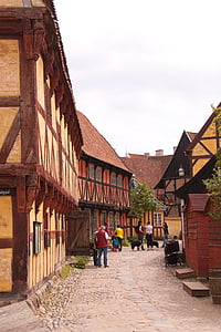 houses, half-timbered, open-air, museum, aarhus, jutland, denmark