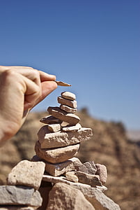 roca, equilibrio de, Petra, Jordania, piedras, pila, desierto, mano humana