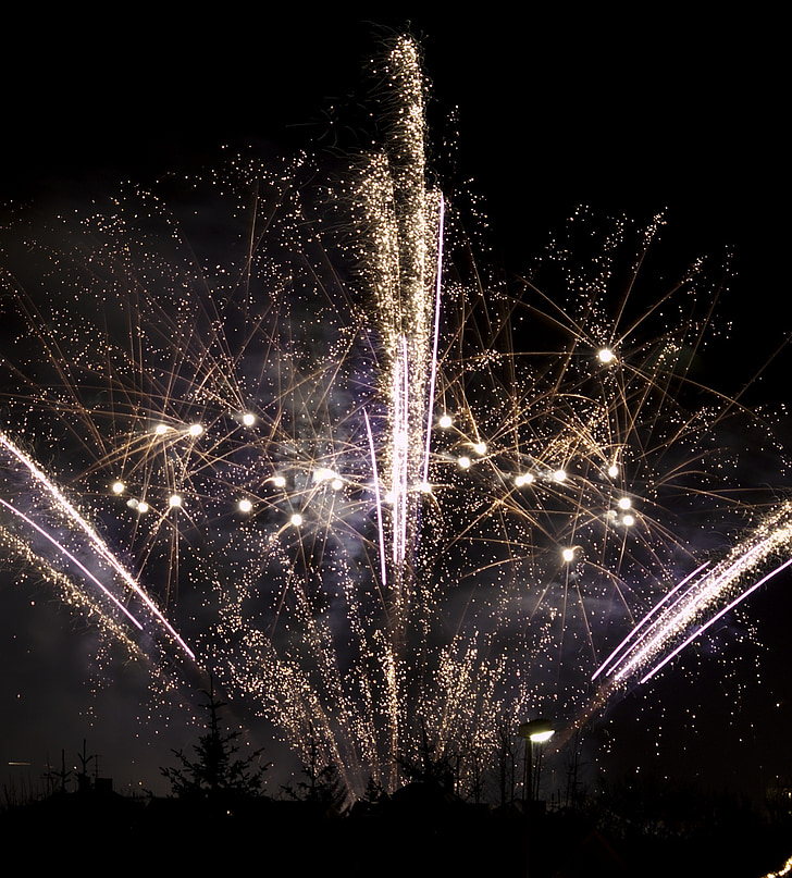 focs artificials, nou, l'any, vacances, celebració, negre, explosió