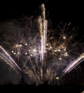 vuurwerk, Nieuw, jaar, vakantie, viering, zwart, explosie