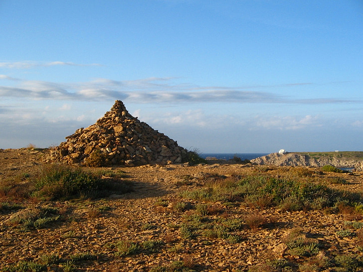 Menorca, natuur, landschap, rotsachtige kust, Rock, steen, wolken
