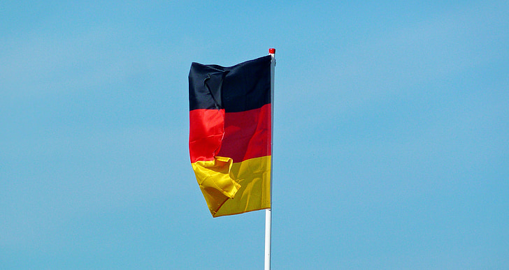 Bandierina della Germania, banner, bandiera, rosso, oro, flutter, Germania
