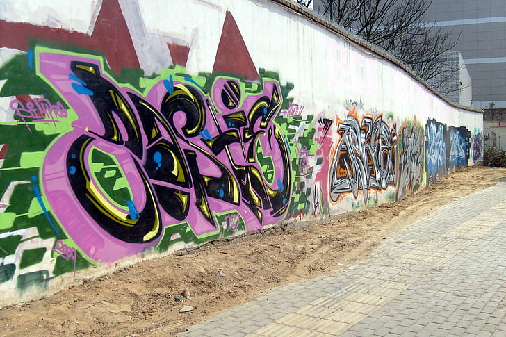 Graffiti, ritning, konst, skiss, spray, färg, Taggade