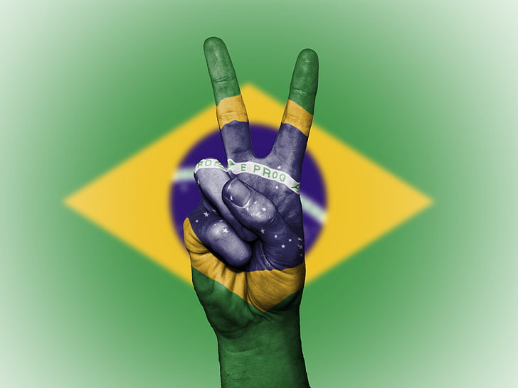 Brazílie, Brazilské, vlajka, mír, pozadí, Nápis, barvy
