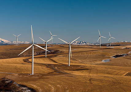 vindkraftpark, väderkvarnar, turbiner, energi, vind, grön, Idaho