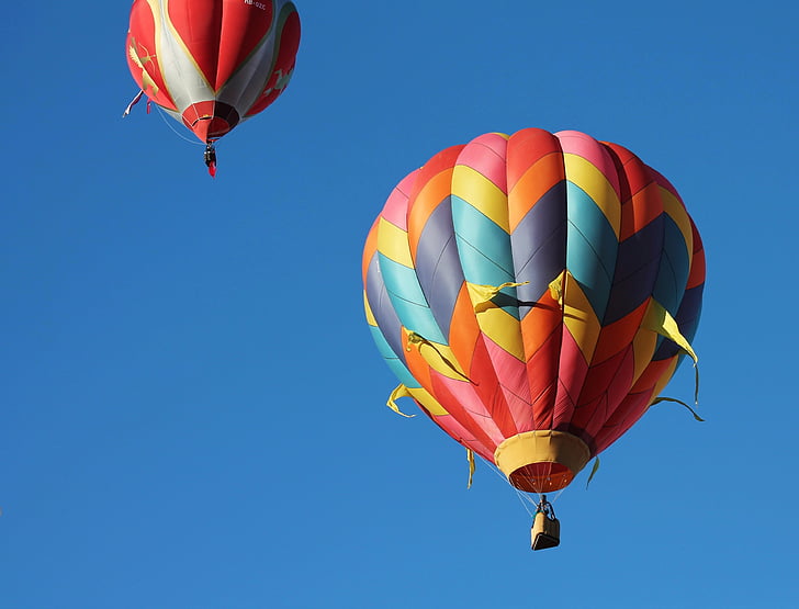 hete luchtballon, Albuquerque ballon fiesta, ballonnen, hemel, kleurrijke, blauw, patroon