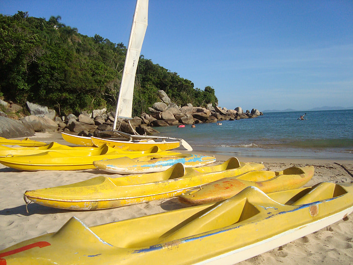 beach, mar, boat, beira mar, water, kayak, summer