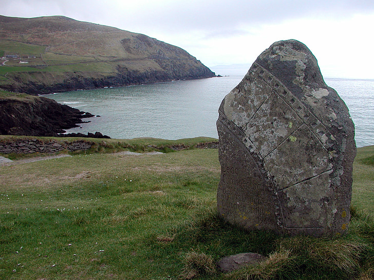 Keltische, Ierland, steen, menhir, artefact, kliffen, kustlijn