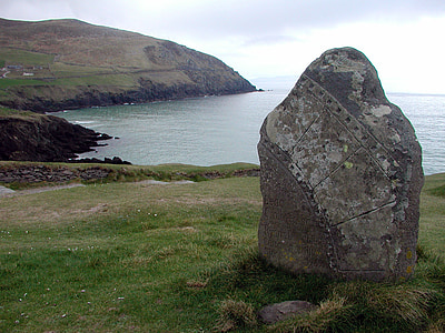 kelta, Írország, kő, Menhir, Tárgy, sziklák, tengerpart