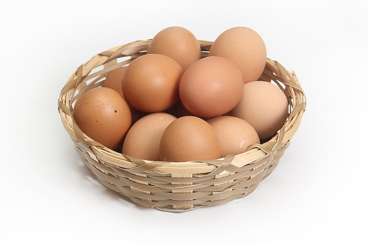 jajce, košara, hrane, kuhinja, živali jajce, rjava, jajca