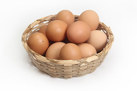 ไข่, ตะกร้า, อาหาร, ห้องครัว, ไข่สัตว์, สีน้ำตาล, ไข่