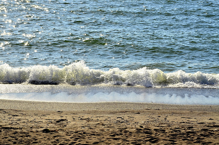plajă, mare, val, umed, se injectează