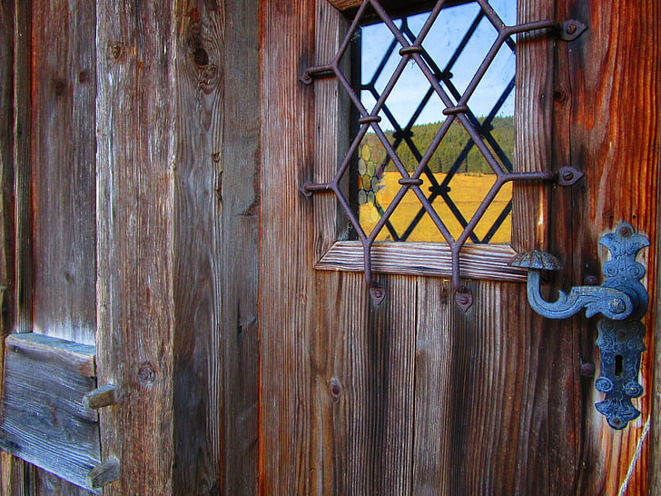 durys, Srieginė jungtis, pastatas, medinės durys, pilis, raktas skylė, Metālkalumi