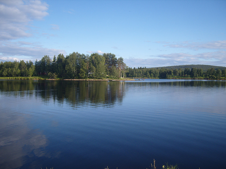 finland, lake, reflections, forest, fir, forest lake, nature