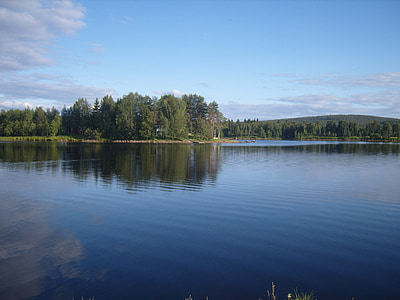 Fínsko, jazero, odrazy, Forest, jedľa, lesné jazera, Príroda