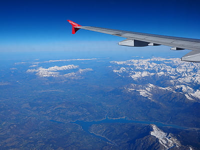Aerial view, luftbildaufnahme, Alpu, kalni, Bergere, gaisa kuģu, spārnu