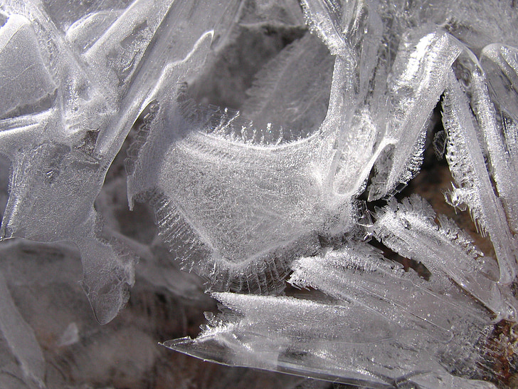 salt, nature, macro, glass, ice, frozen, frost