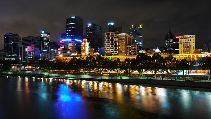 Yarra, Melbourne-ben, folyó, éjszaka