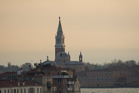 Benátky, kostel, morgenstimmung, východ slunce, nálada