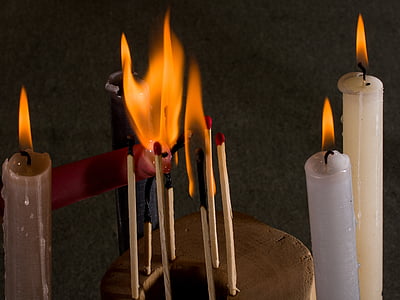 蜡烛, 火柴, kindle, 消防, 火焰
