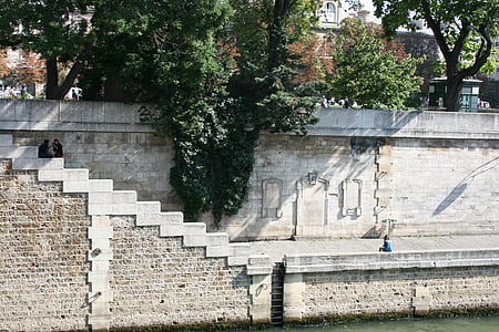 seine Nehri iskele, Paris, adımları, merdiven