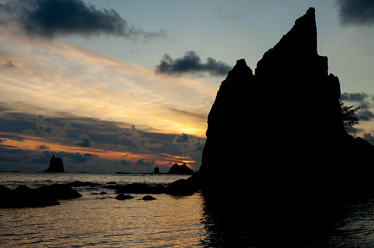Faraglione, Costa di Washington, mare, Pacifico, roccia, tramonto