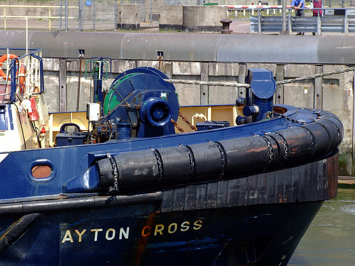 Ayton cross, bue, slæbebåd, fartøj, detaljer, transport, port