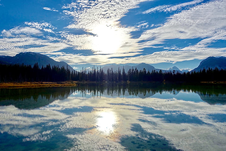 reflection, water, lake, wilderness, landscape, nature, tranquil