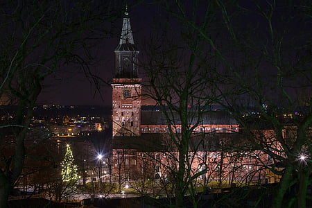 kyrkan, natt, sex, lampor, Domkyrkan, Åbo, Åbo domkyrka